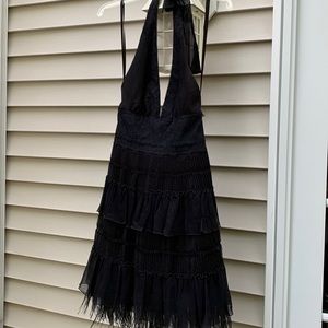 FABULOUS VINTAGE HALTER OPEN BACK BLACK COCKTAIL DRESS BCBG MAXAZRIA SZ4